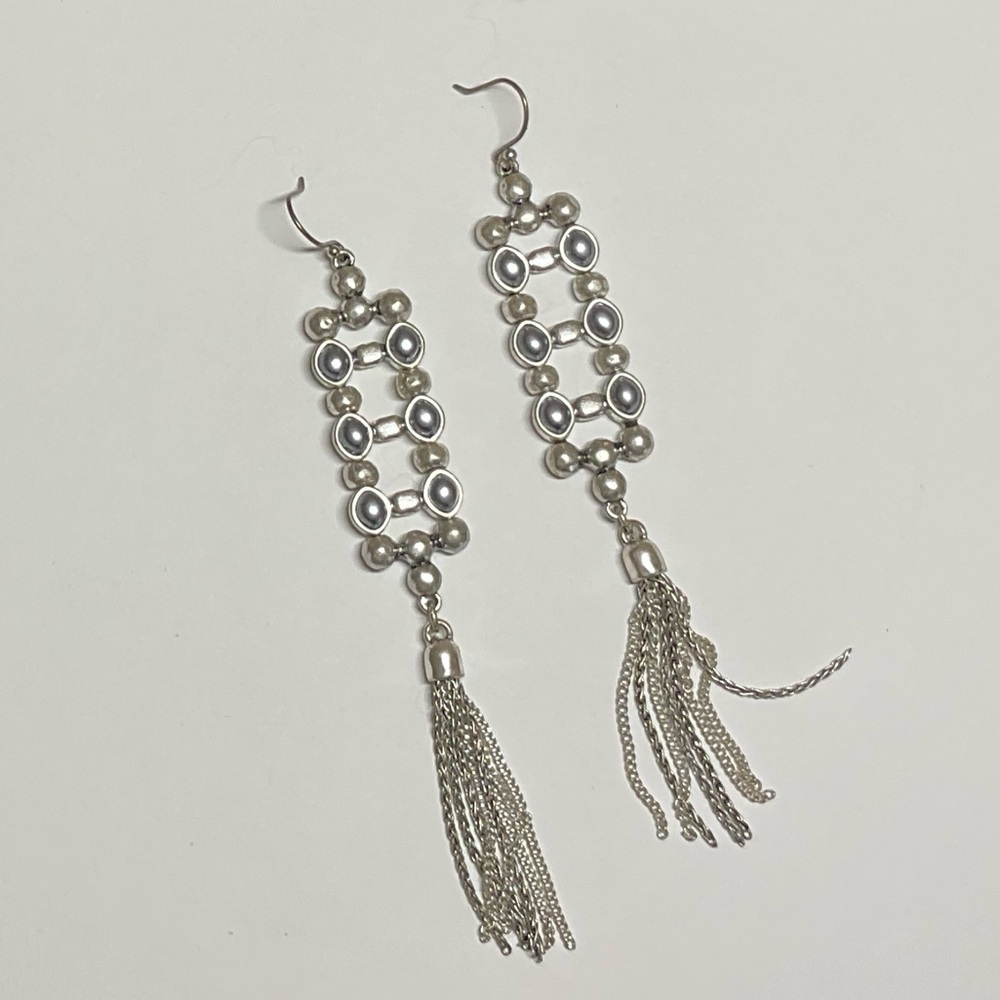 Elegant Silver Tassel Earrings